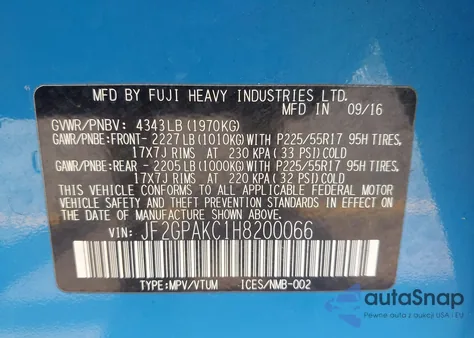 2017 Subaru Crosstrek 2.0I Limited from USA, damaged, VIN JF2GPAKC1H8200066